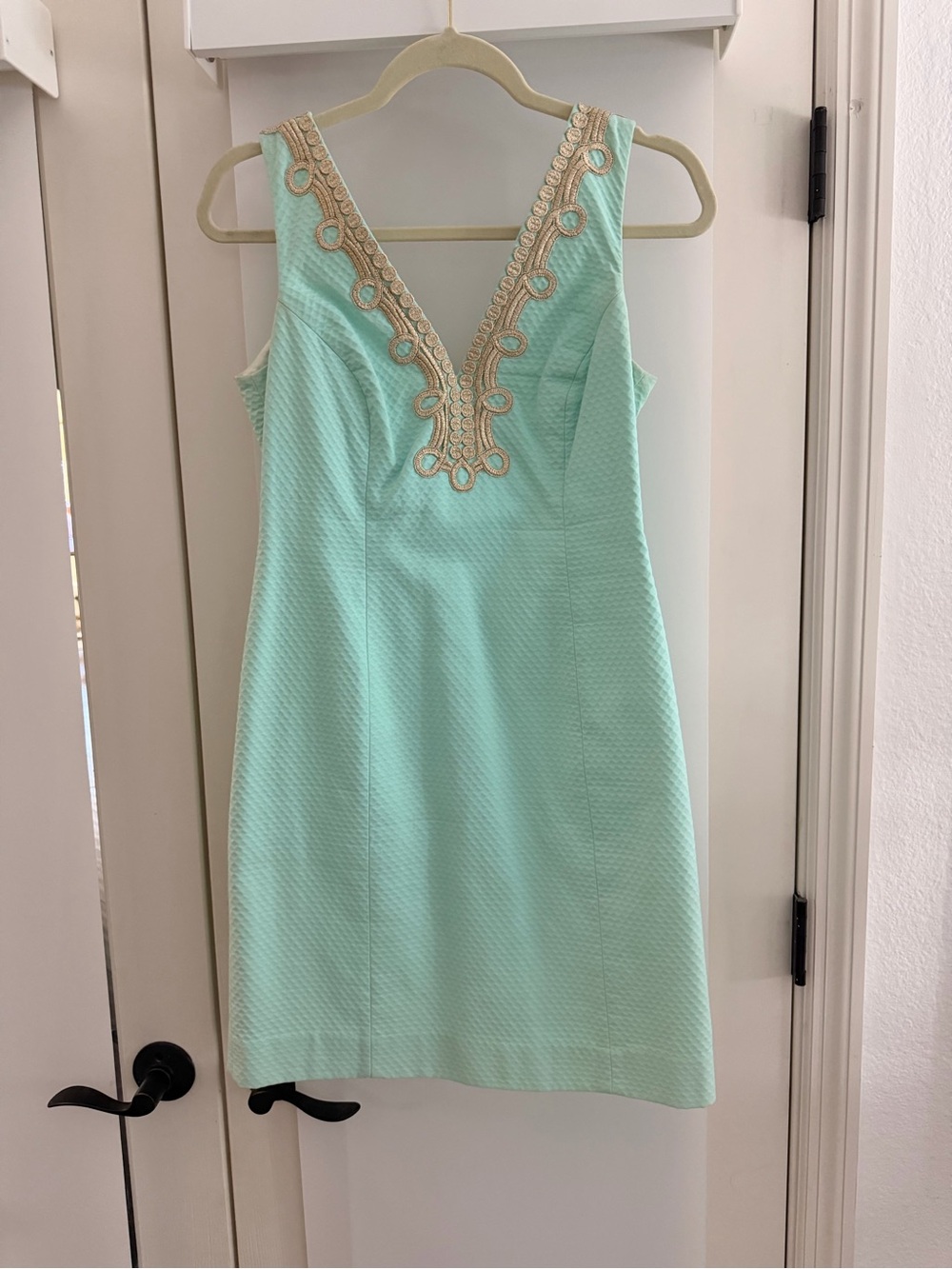 Lily Pulitzer Sleeveless Mint Green Embellished V-Neck Dress